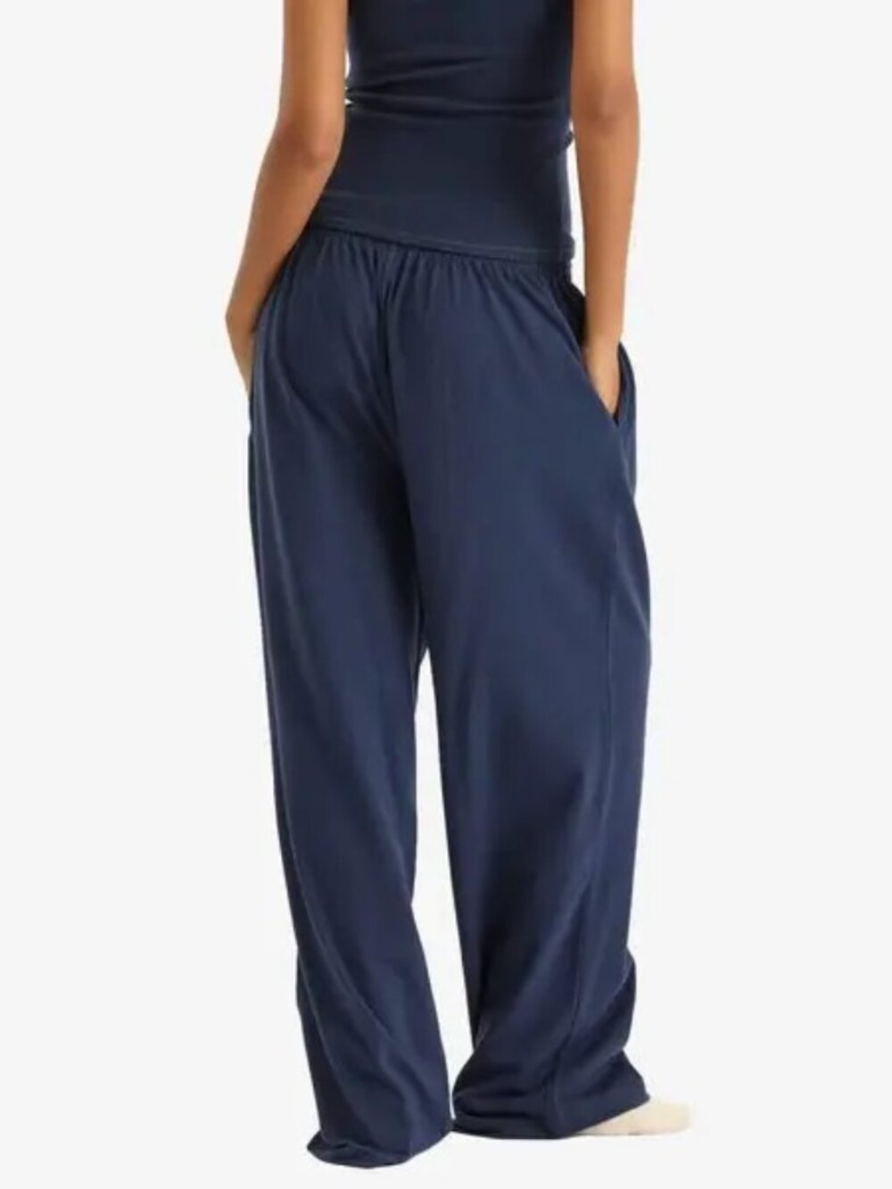 🦩 SKIMS Cotton Jersey Wide Leg Pant Navy Blue Size S NWT ✨